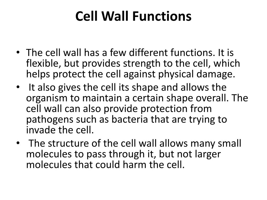 cell wall functions