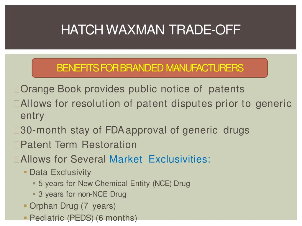 hatch waxman trade off 1