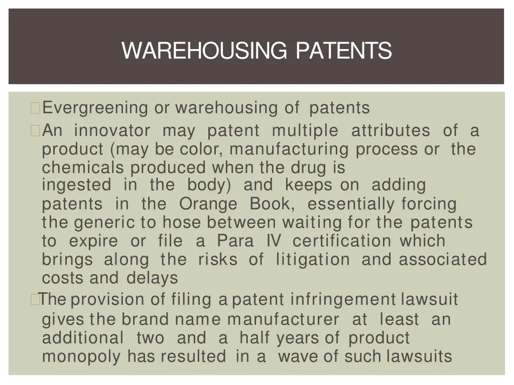 warehousing patents