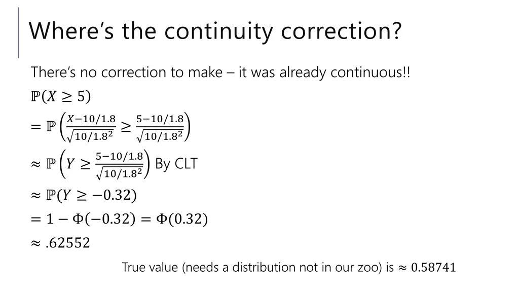 where s the continuity correction
