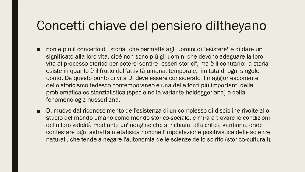 concetti chiave del pensiero diltheyano