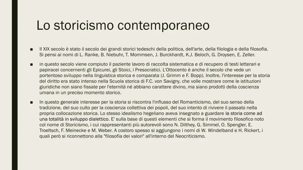 lo storicismo contemporaneo