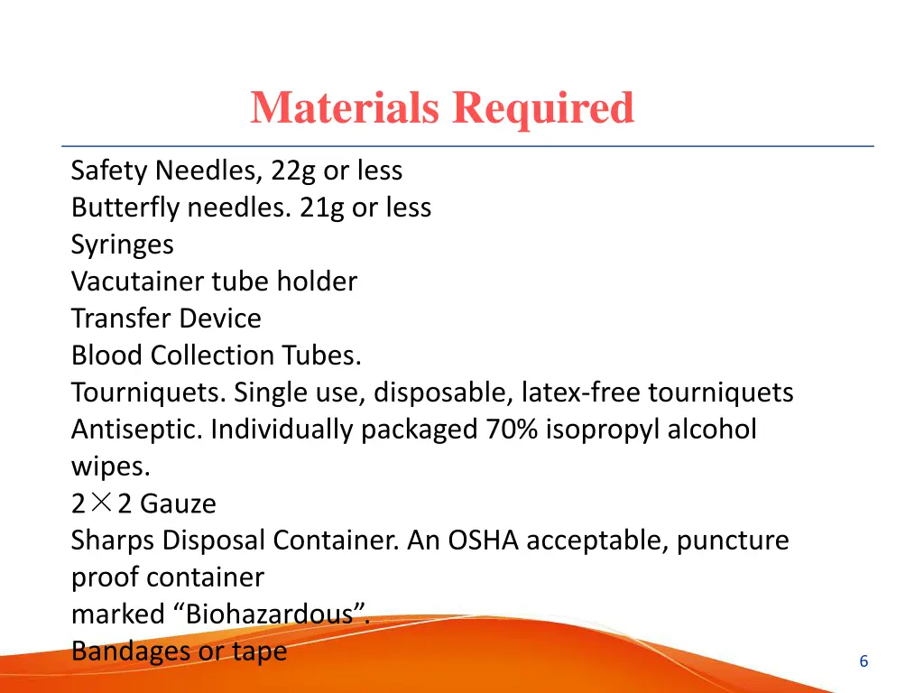 materials required