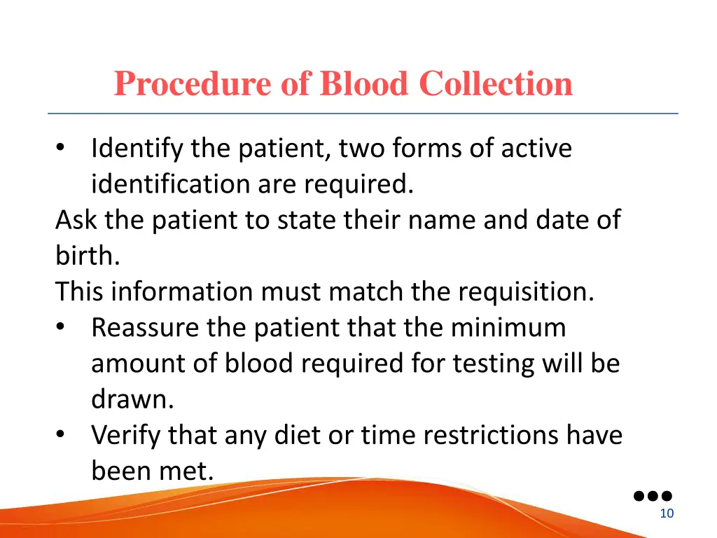 procedure of blood collection