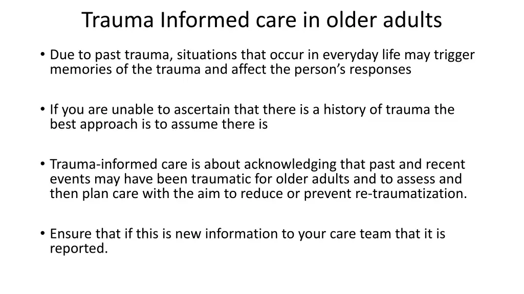 trauma informed care in older adults