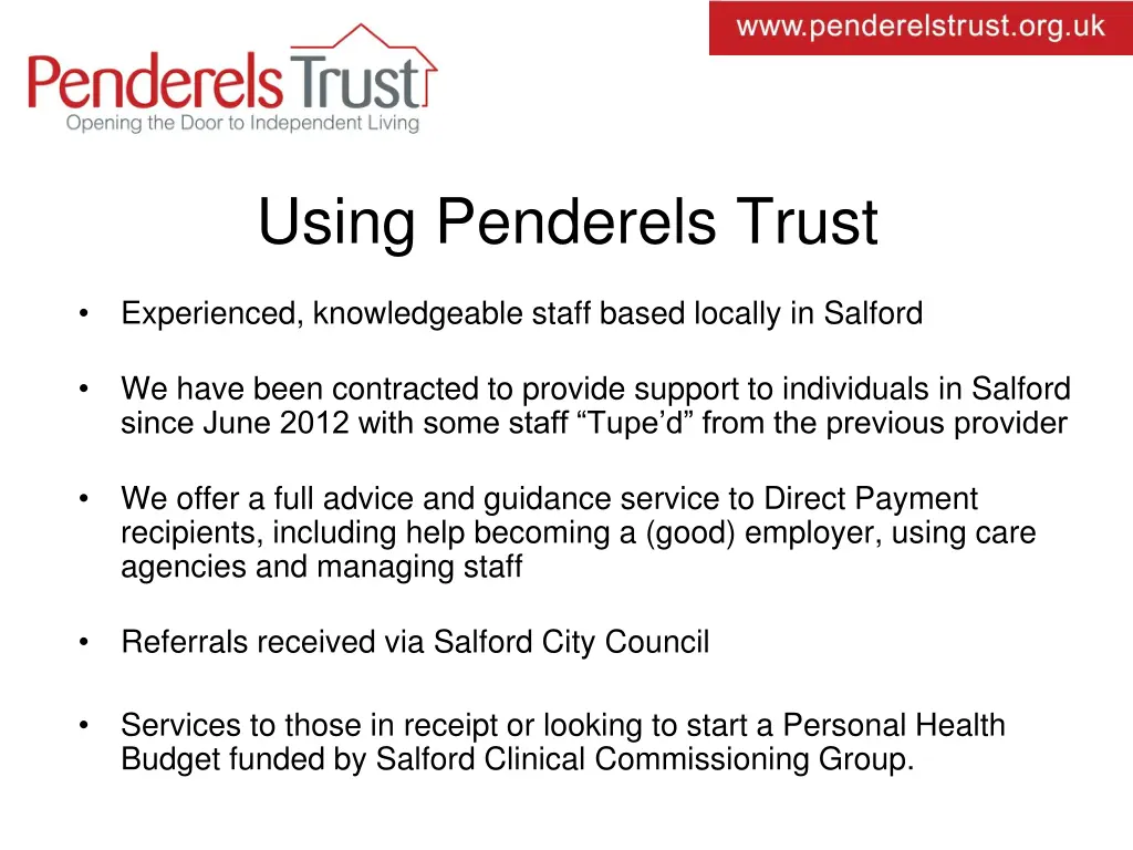 using penderels trust