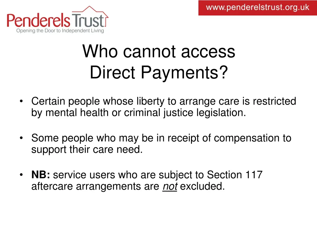 who cannot access direct payments