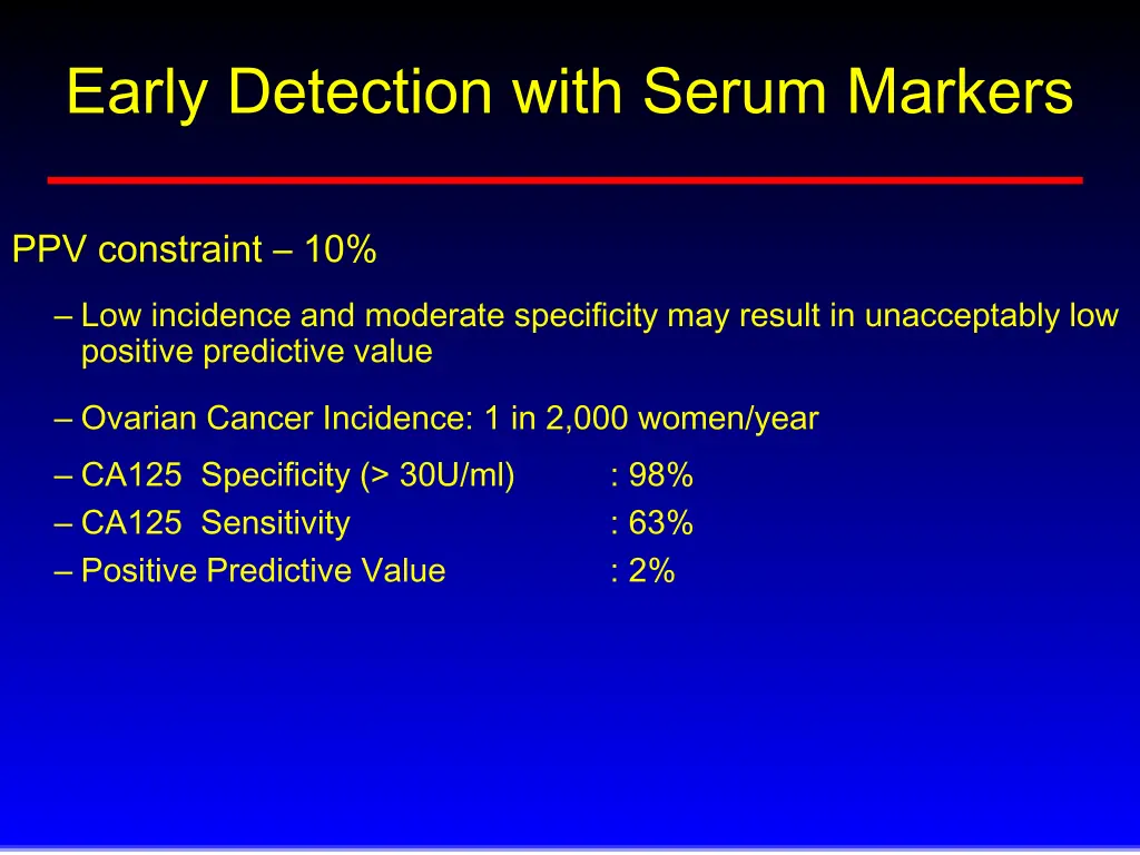 early detection with serum markers