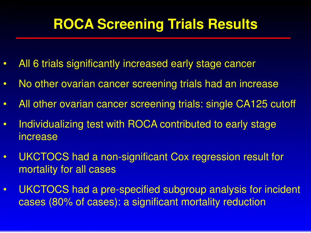 roca screening trials results