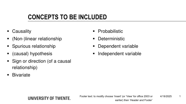 concepts to be included