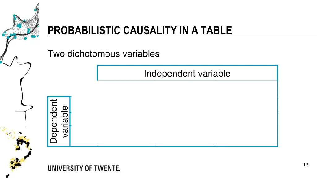 probabilistic causality in a table