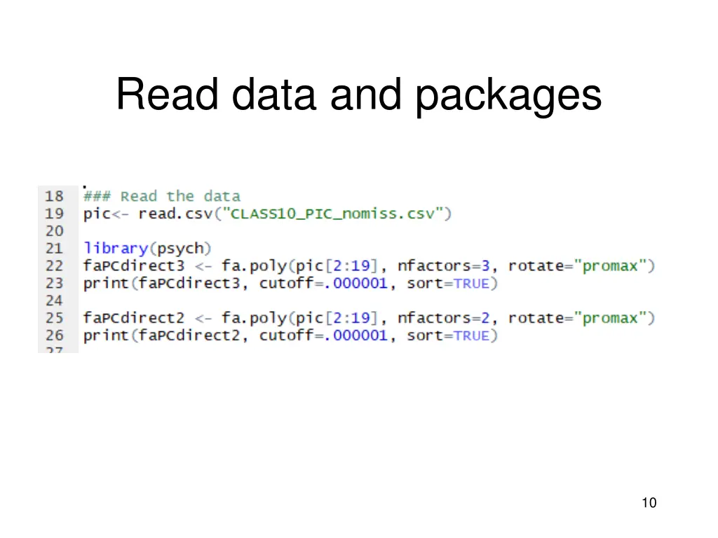 read data and packages