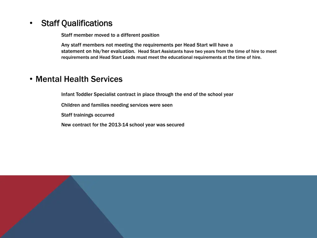 staff qualifications staff qualifications