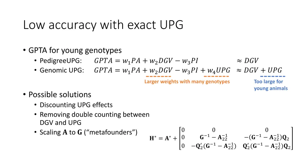 low accuracy with exact upg