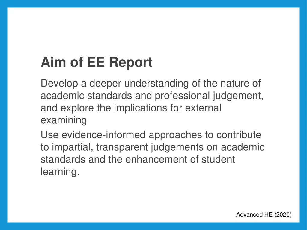 aim of ee report