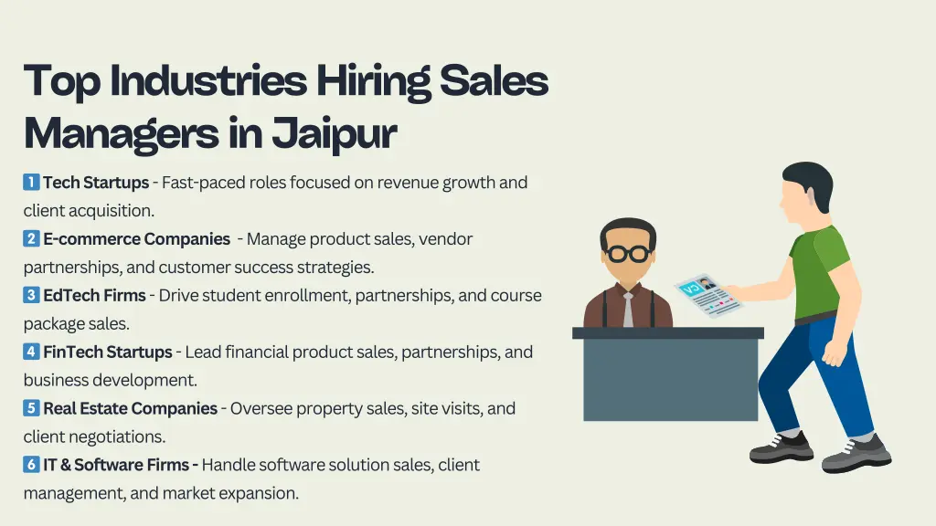 top industries hiring sales managers in jaipur
