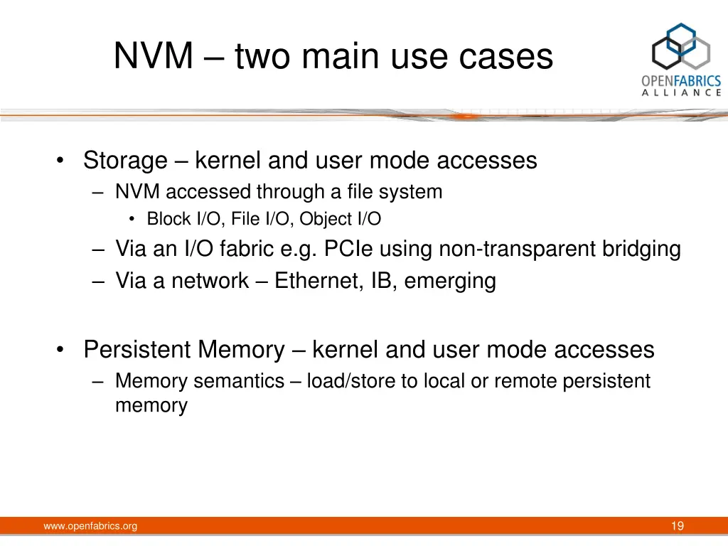 nvm two main use cases