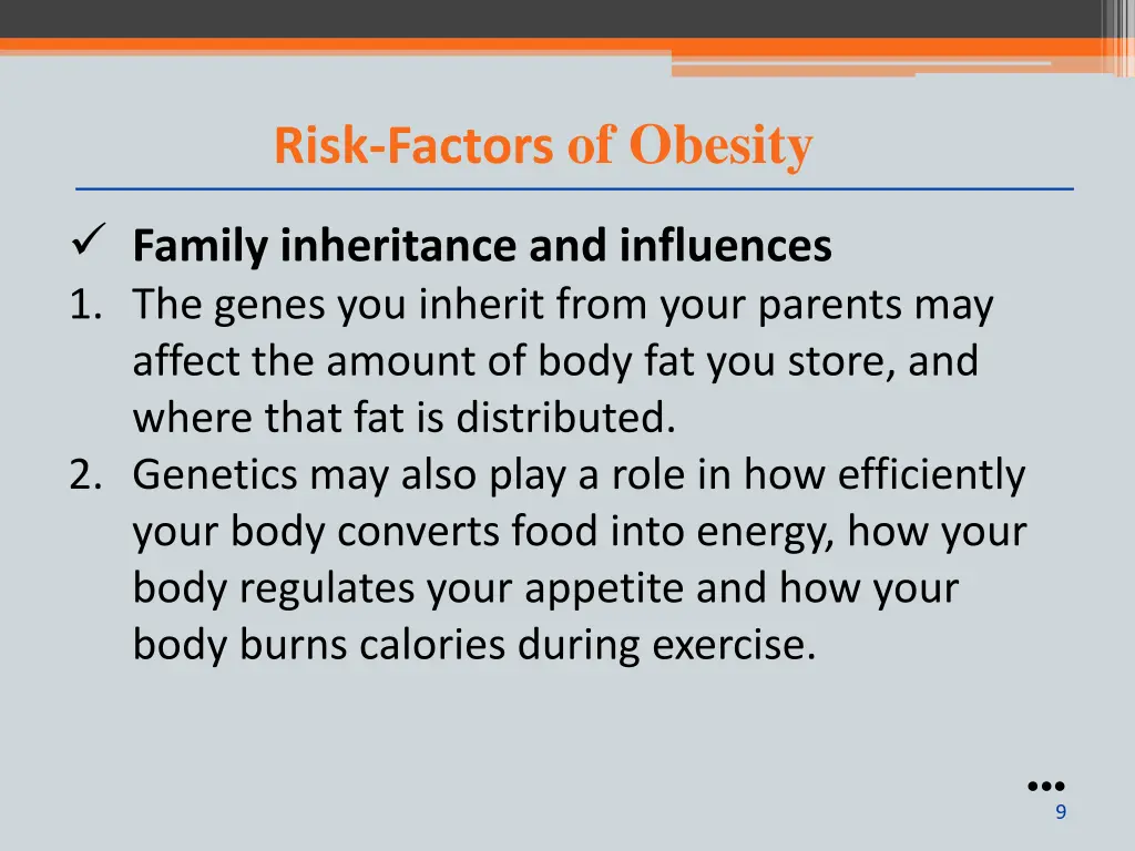 risk factors of obesity