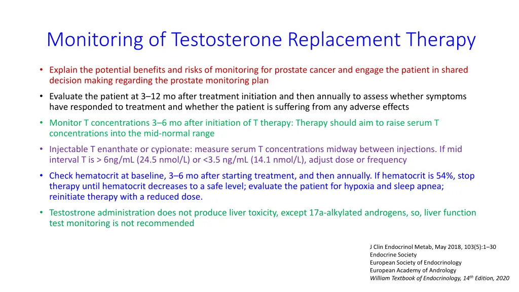 monitoring of testosterone replacement therapy