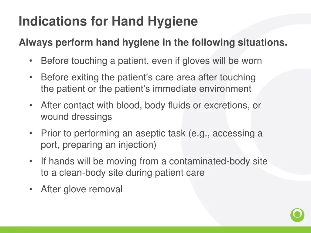 indications for hand hygiene