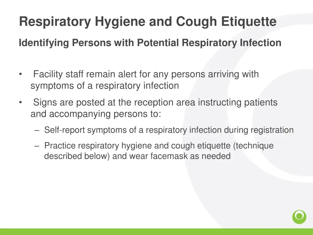 respiratory hygiene and cough etiquette