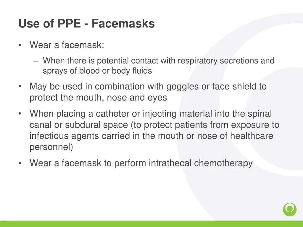 use of ppe facemasks
