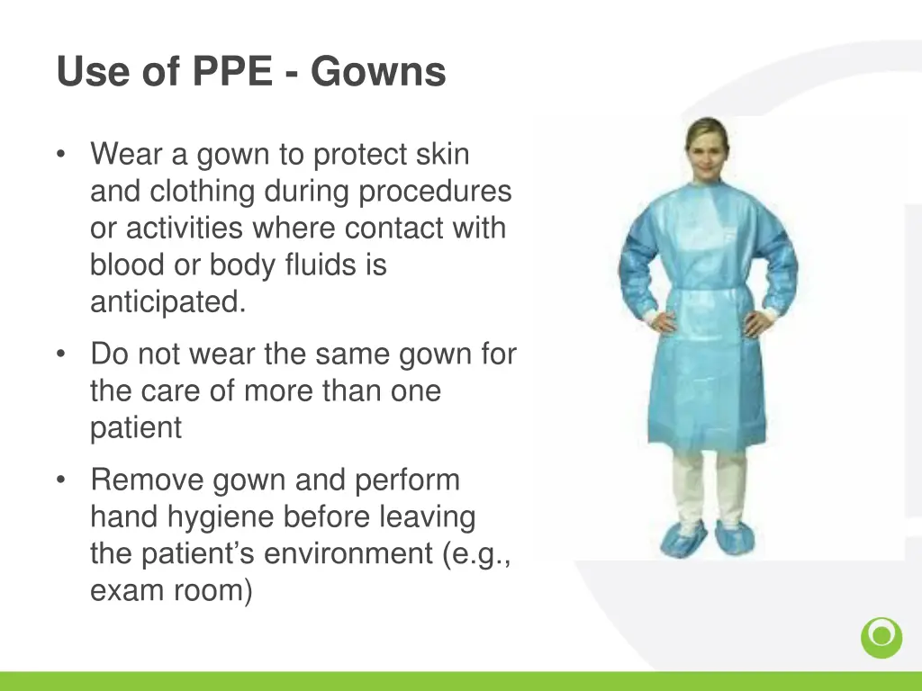 use of ppe gowns