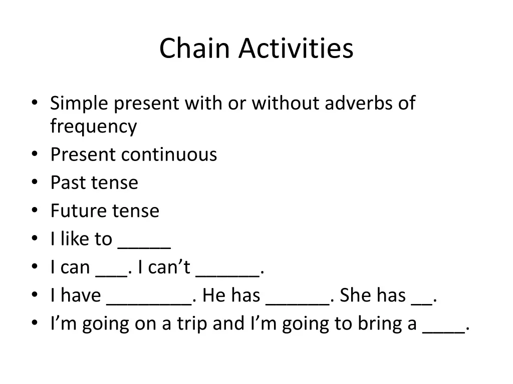 chain activities
