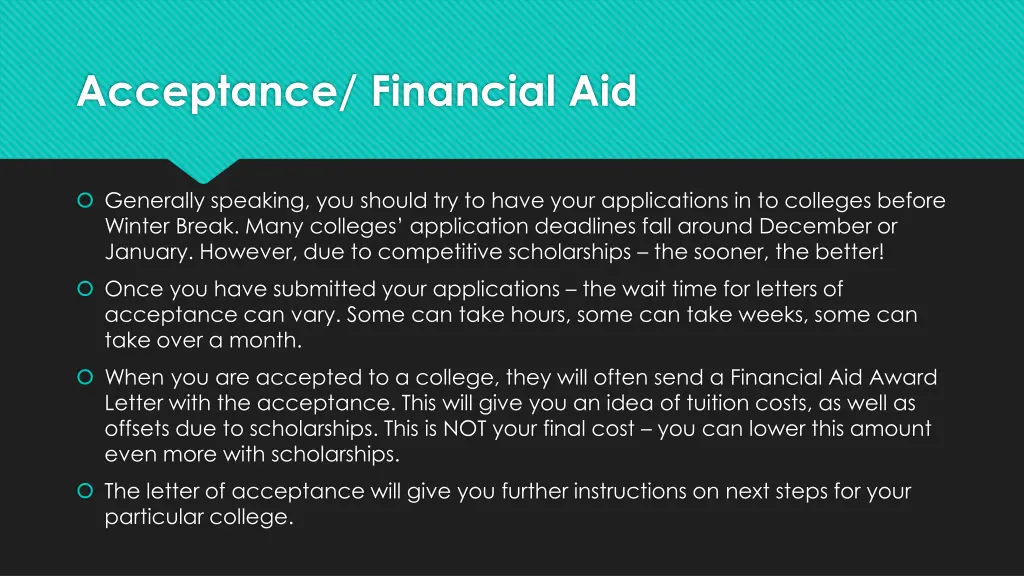 acceptance financial aid