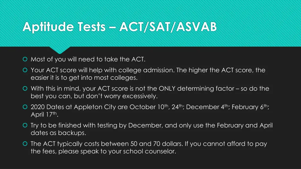 aptitude tests act sat asvab