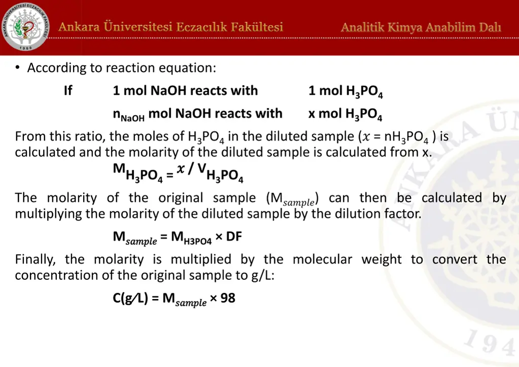 according to reaction equation