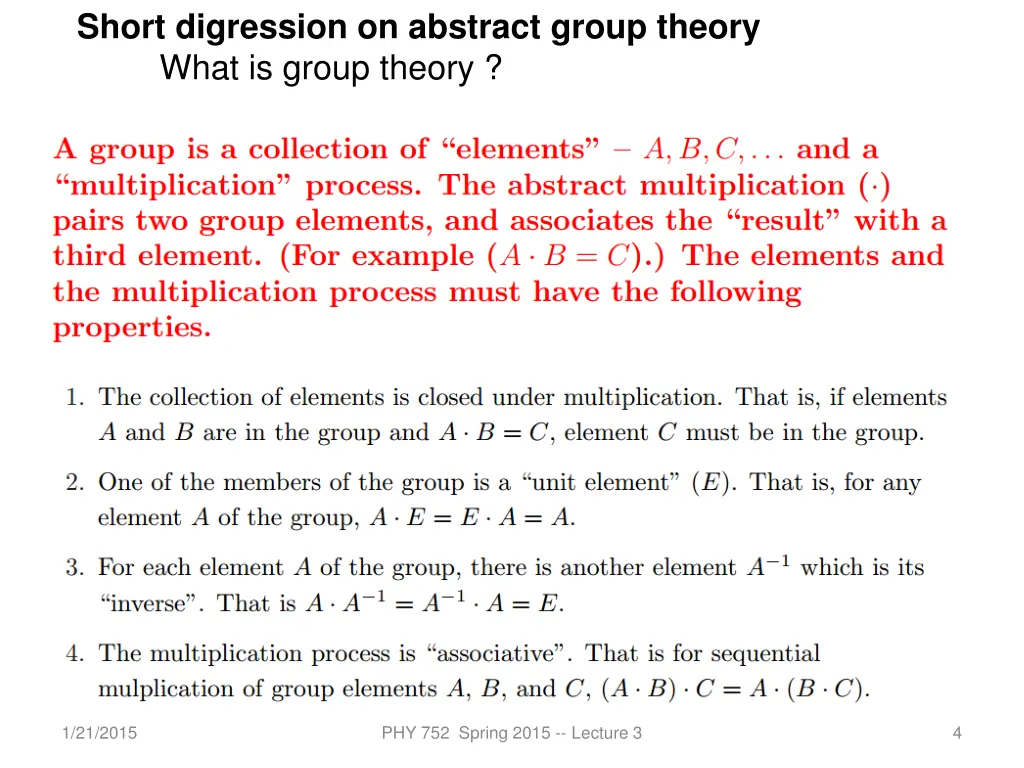 short digression on abstract group theory what
