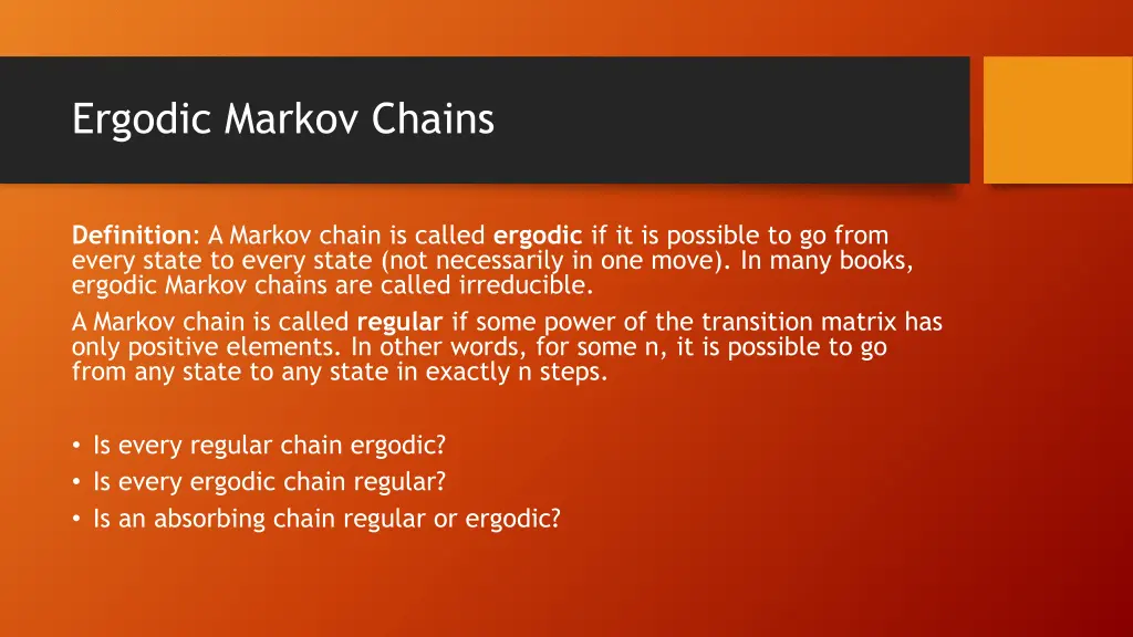 ergodic markov chains