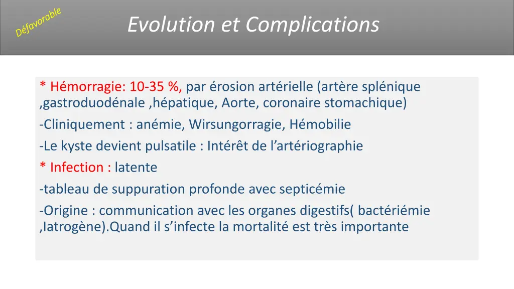 evolution et complications 1