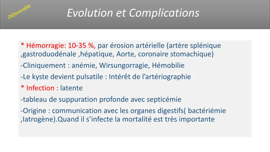evolution et complications 1