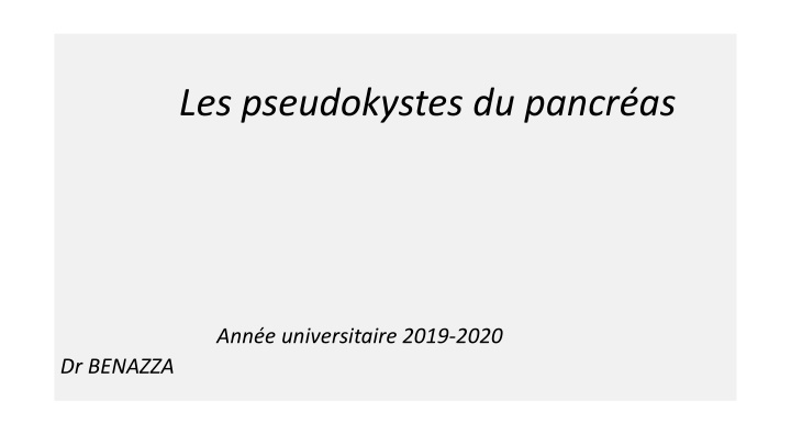 les pseudokystes du pancr as