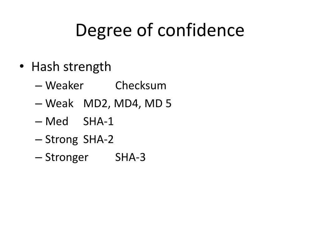 degree of confidence 1
