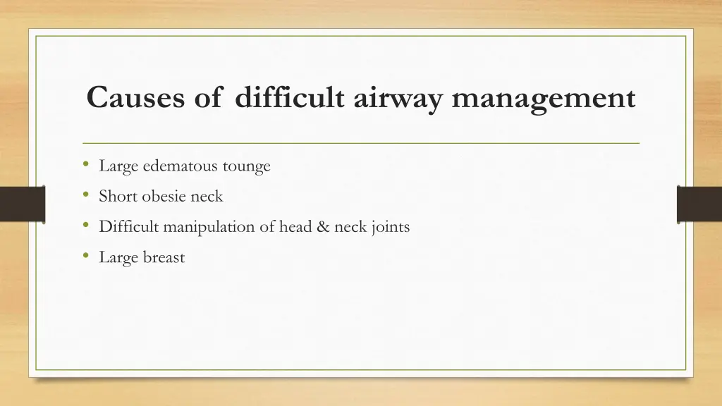 causes of difficult airway management