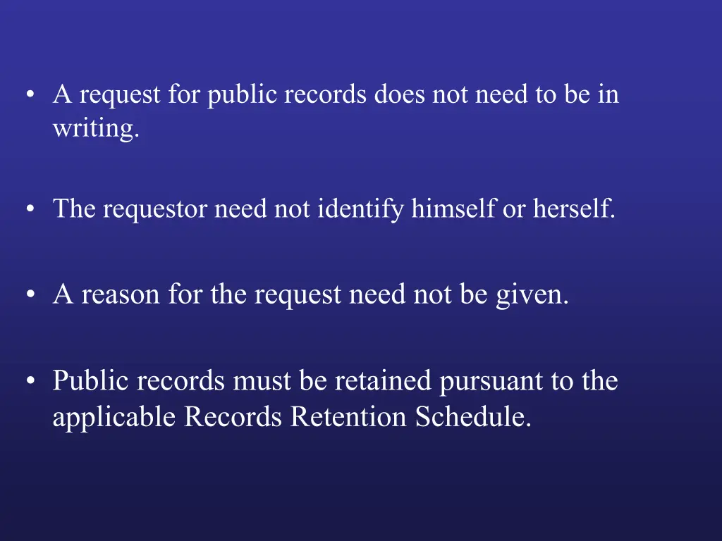 a request for public records does not need