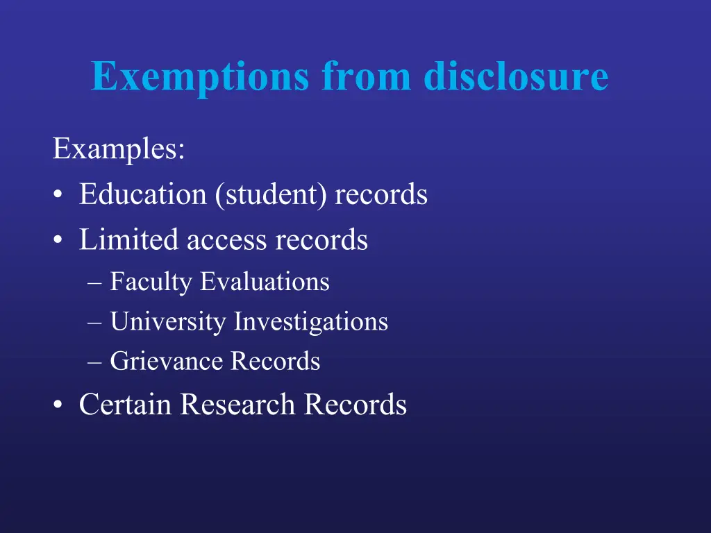 exemptions from disclosure
