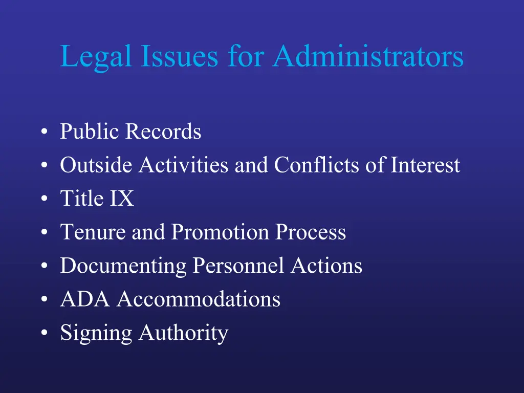 legal issues for administrators