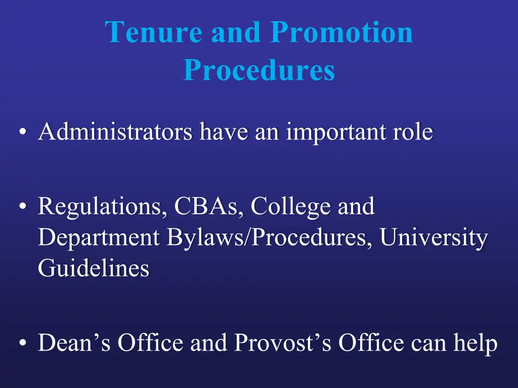 tenure and promotion procedures