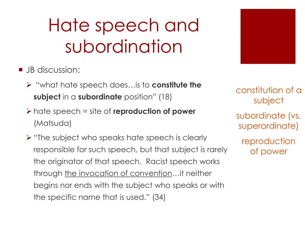 hate speech and subordination
