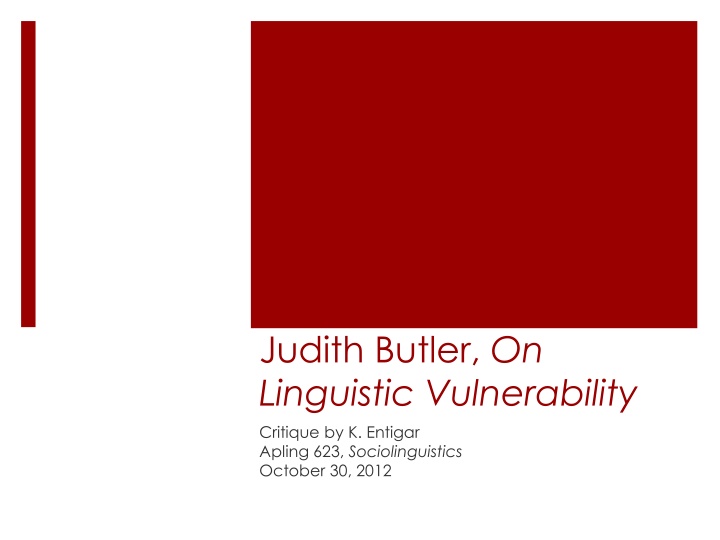 judith butler on linguistic vulnerability