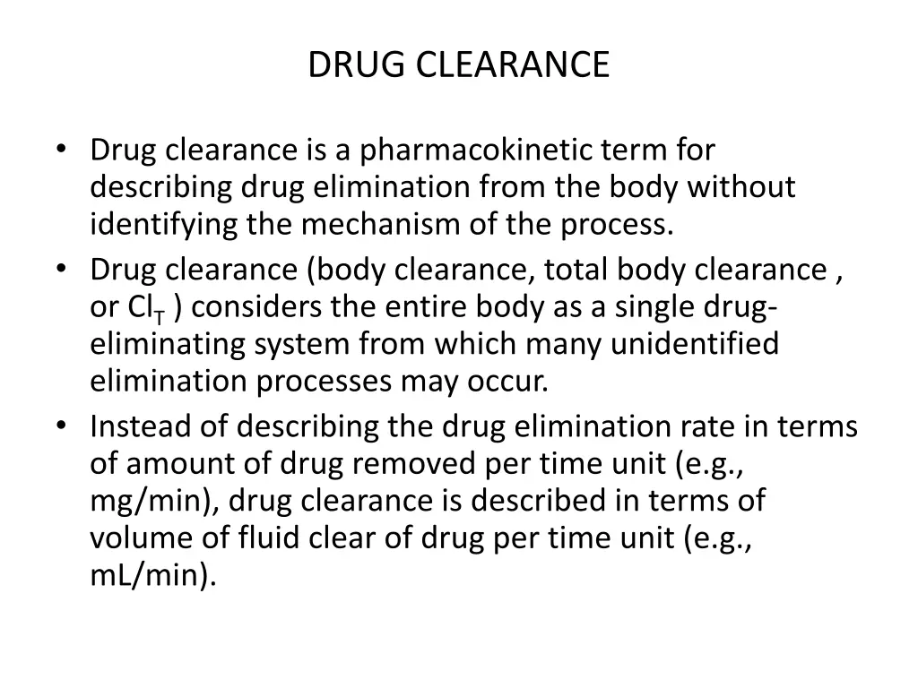 drug clearance