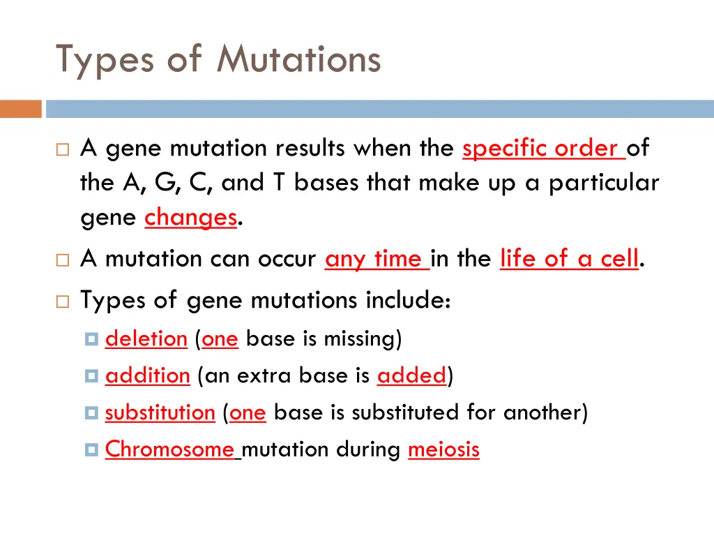 types of mutations