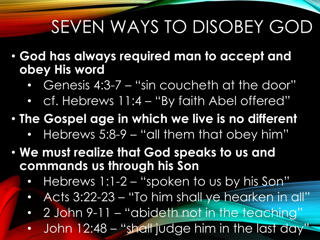 seven ways to disobey god 1