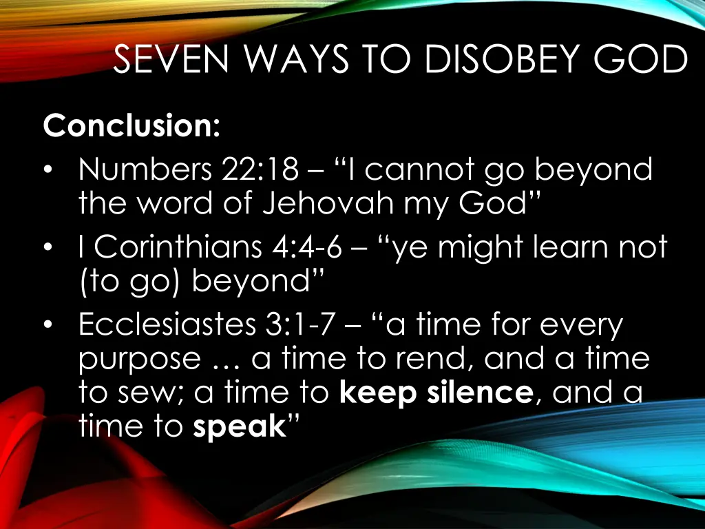seven ways to disobey god 9