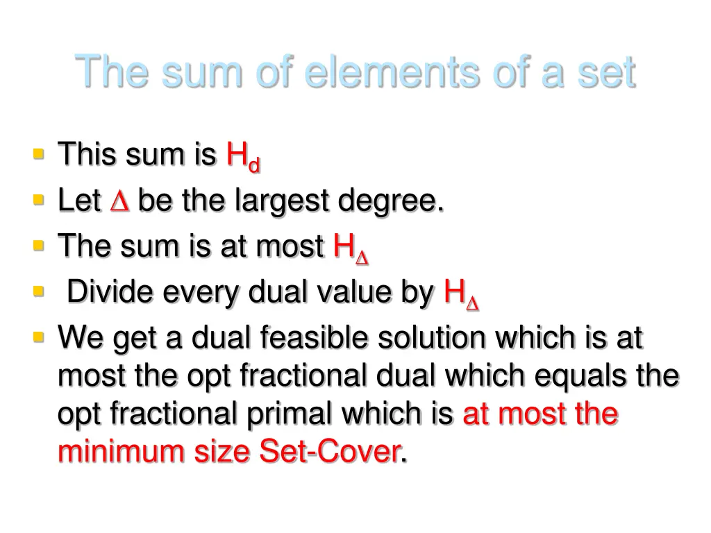 the sum of elements of a set
