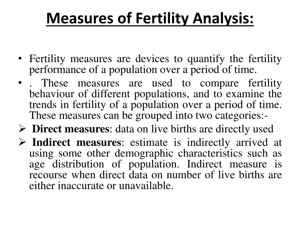 measures of fertility analysis